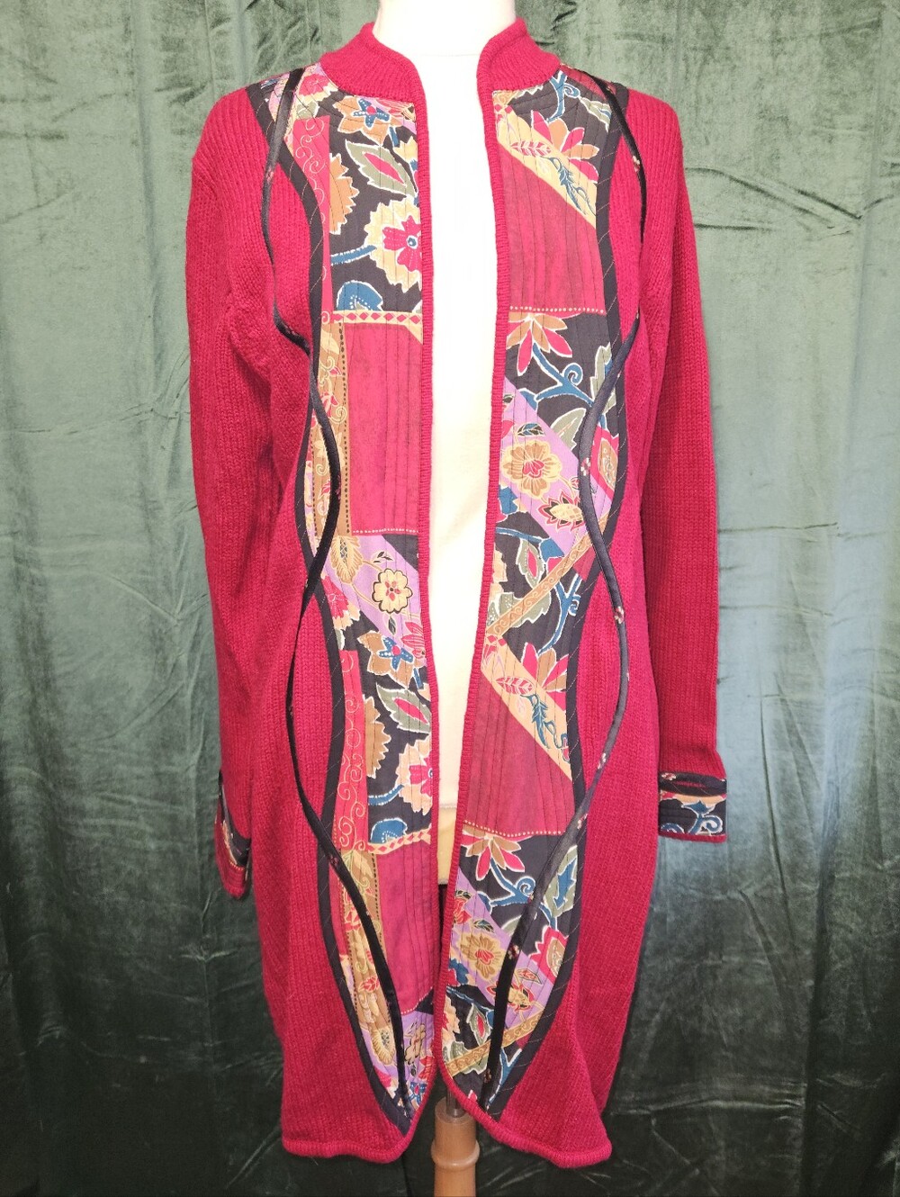 Vintage Koos Of Course Silk Wool Patchwork Duster Cardigan